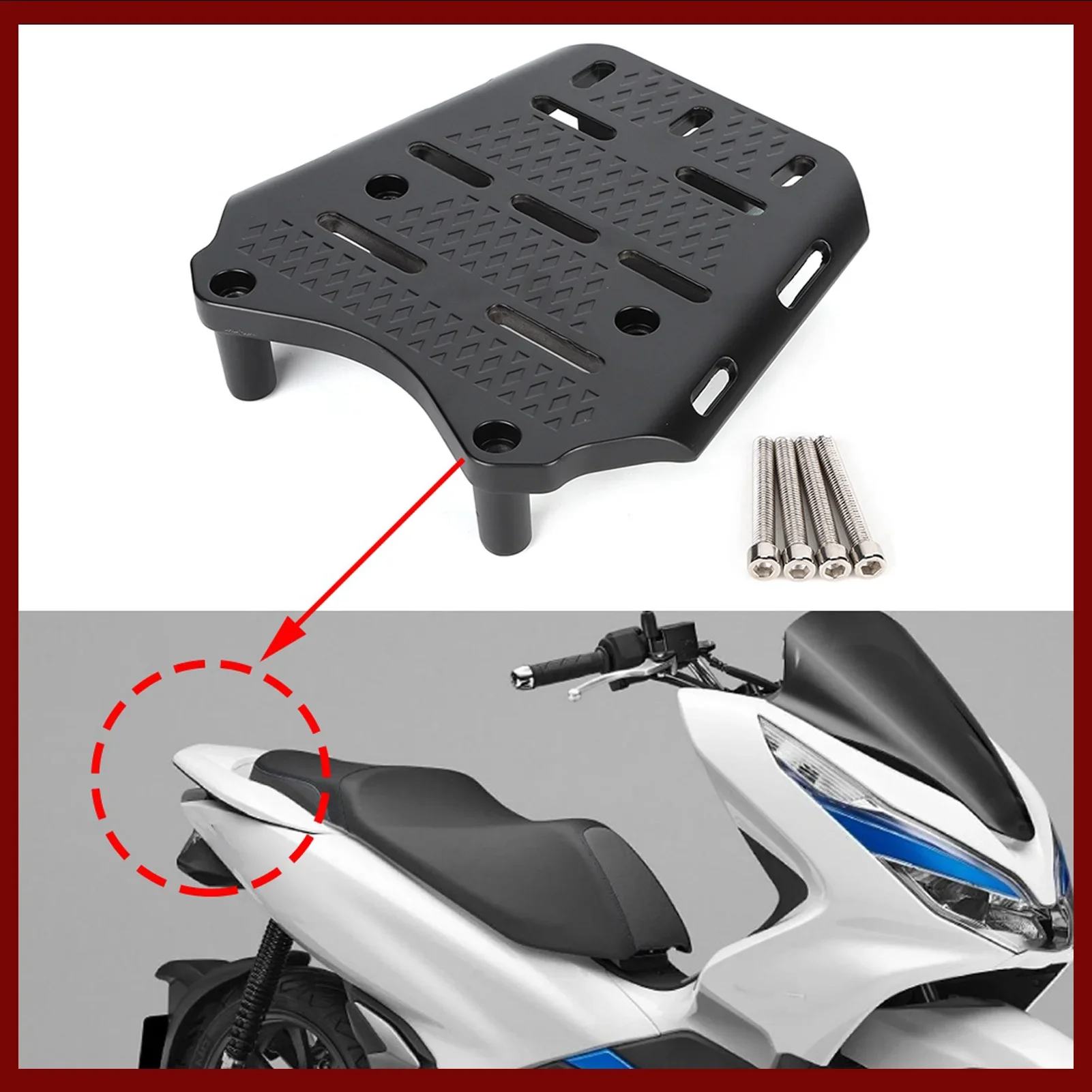 

Motorbike Alloy Tail Case Bracket Extender Carrier Rear Luggage Rack Carrier Motorcycle Rear Fender Rack for Honda PCX 125 150