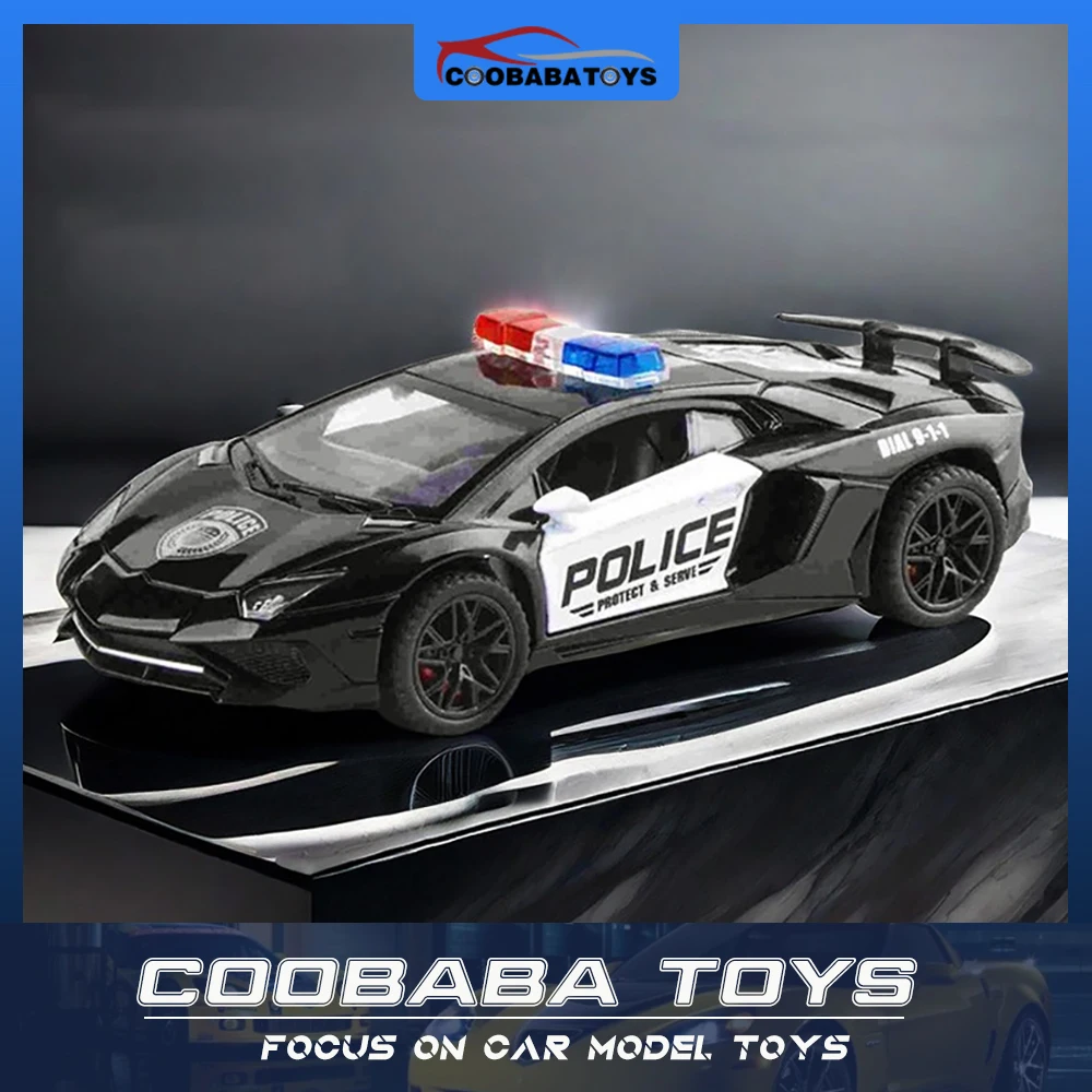 

Scale 1/32 LP750 Police Metal Diecast Alloy Toy Car Model Gift For Boys Children Kids Toys Vehicles Hobbies Collection Pull Back