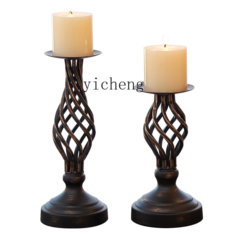 XL Retro Candlestick Decoration Hollow out Candle Holder Wedding Candlelight Dinner Props Dining-Table Decoration