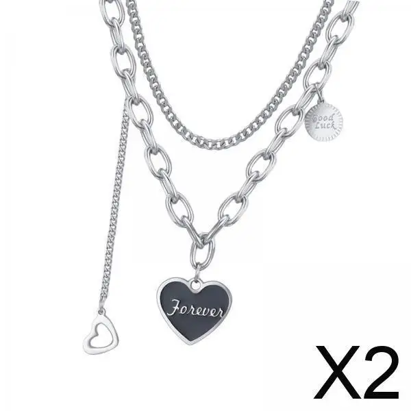 

Layered Necklace for Women Men Trendy Heart Pendant Chain Jewelry for Valentine’s Day Anniversary