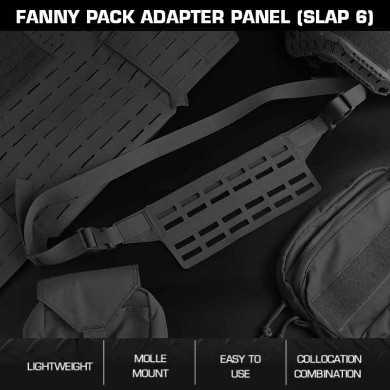 

SLAP 6 Tactical Fanny Pack Adapter Panel – 6-Slot MOLLE-Compatible Waist Pack Expander for Civilian Use