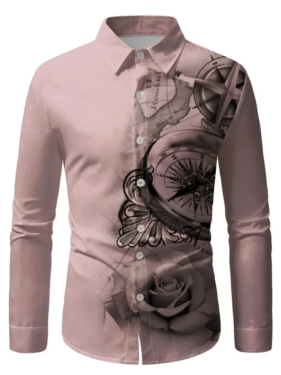 Nova camisa masculina de manga comprida com padrão de verificação geométrica, estilo casual, adequada para uso ao ar livre e de férias.