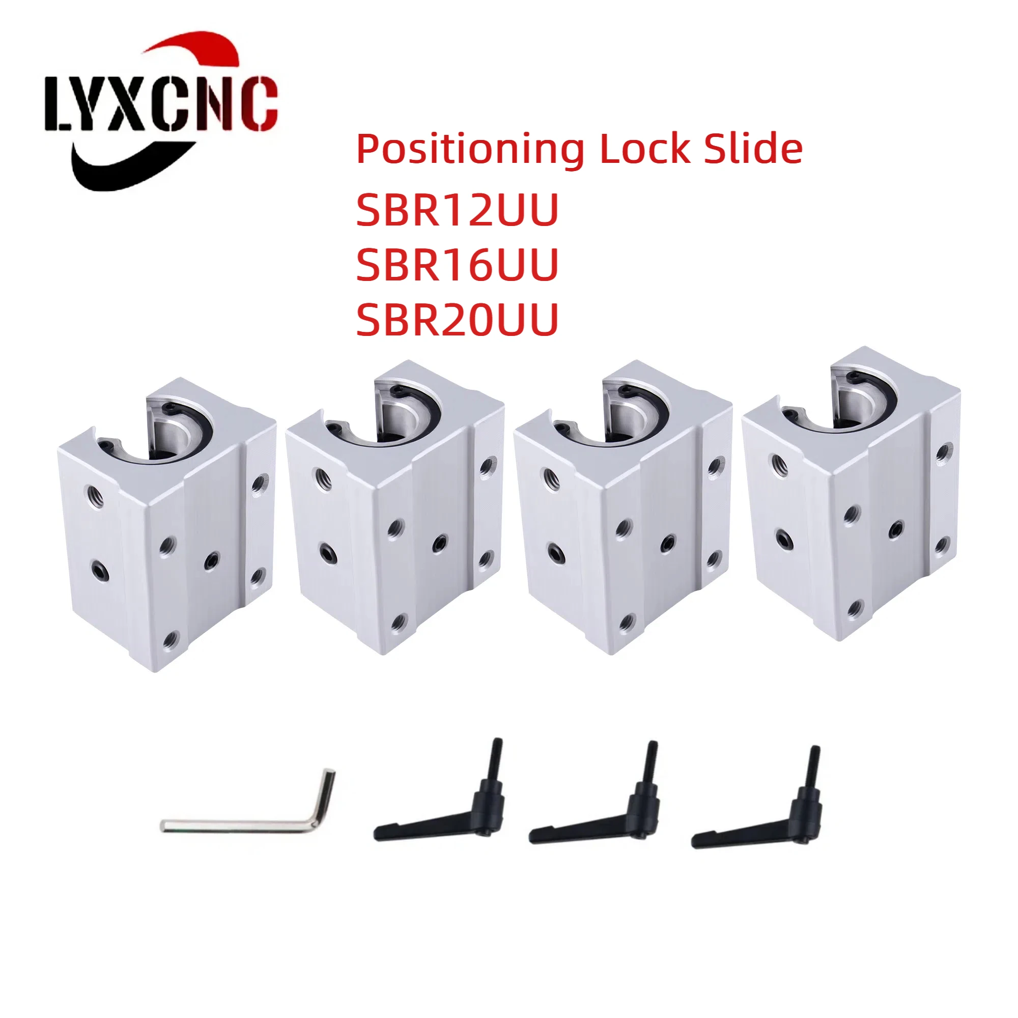 SBR12UU SBR16UU SBR20UU 4 pcs Aluminum Open Linear Motion Bearing Positioning Lock Slide  for Linear Rail CNC Router