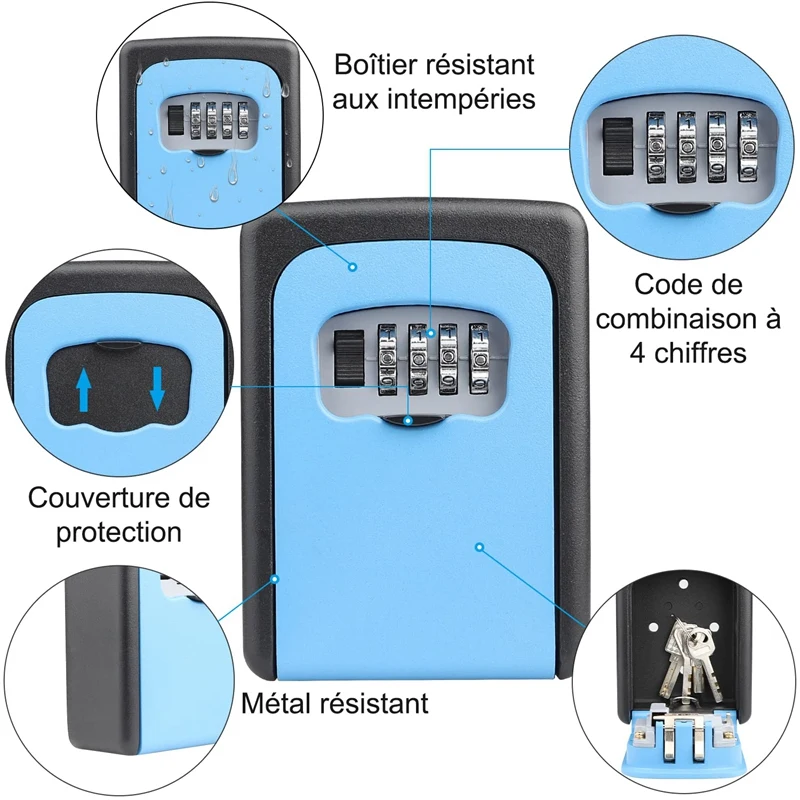 방수 야외 안전 보관함, 열쇠 안전 상자, 4 자리 조합 코드, 가정 차고 학교용