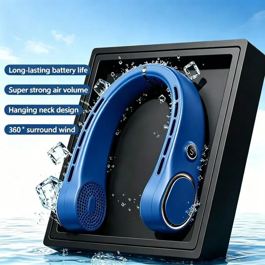 

Personal Wearable Neck Fan, Portable Bladeless Air Cooler, 5-Speed Adjustable Fan, 3000mAh Long-Lasting Rechargeable Battery