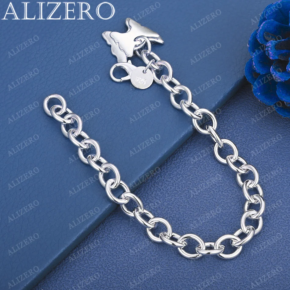 

ALIZERO 925 Sterling Silver Double Butterfly Bracelet Chain For Woman Wedding Engagement Party Fashion Charms Jewelry Gifts