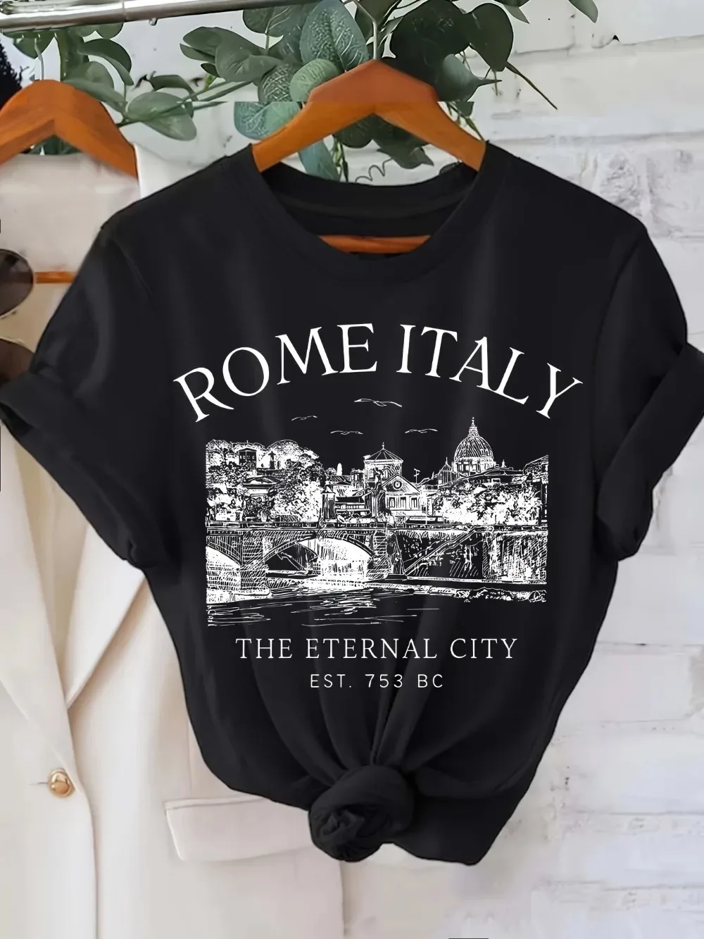 

Женская футболка Италия Рим Топы с принтом с круглым вырезом Летняя удобная одежда Топы Модная футболка
