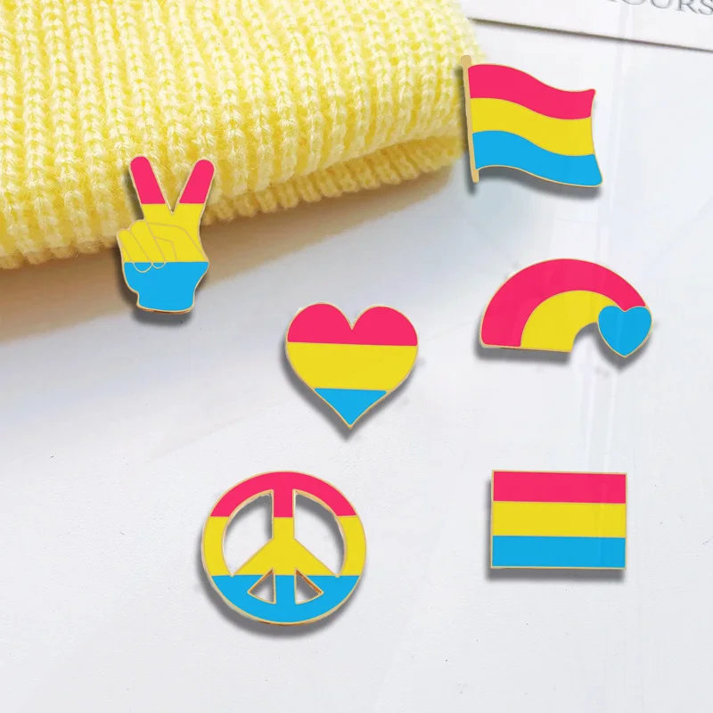 Broche LGBTQ bandera arcoíris puente corazón Pin solapa alfileres insignias de Metal joyería regalo para amantes fiesta Pansexual esmalte personalizado