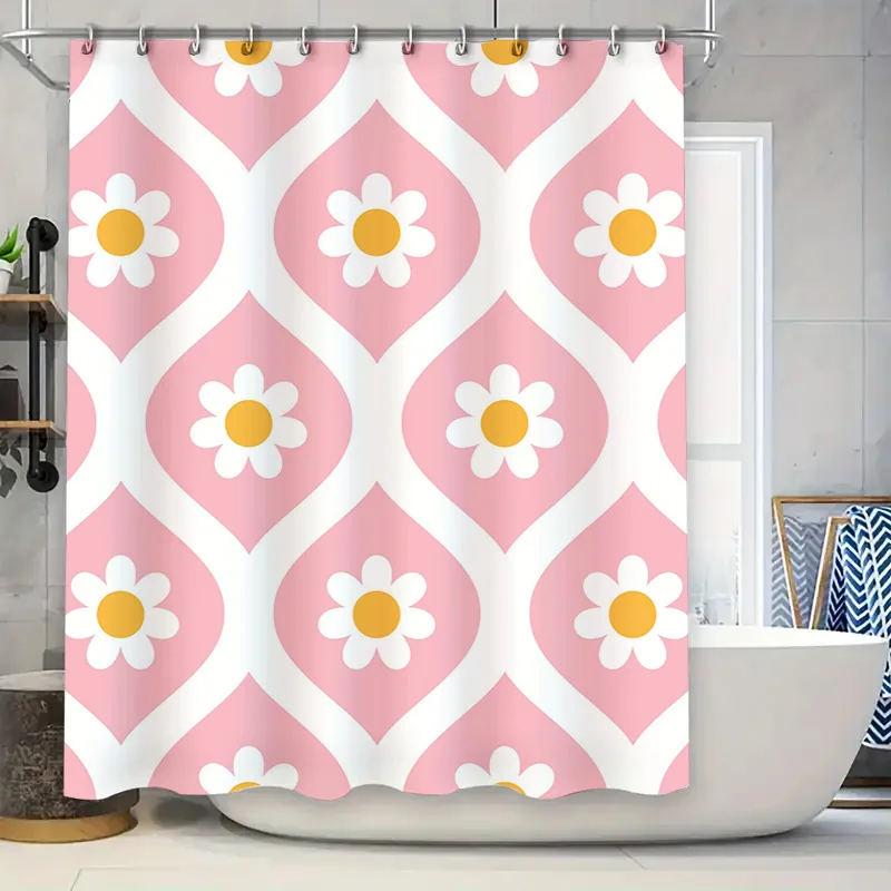 

Винтажная занавеска для душа с цветочным принтом, розовая, белая, декоративная, водонепроницаемая, аксессуары для ванной комнаты, современный стиль, занавески на окно для ванны, домашний де