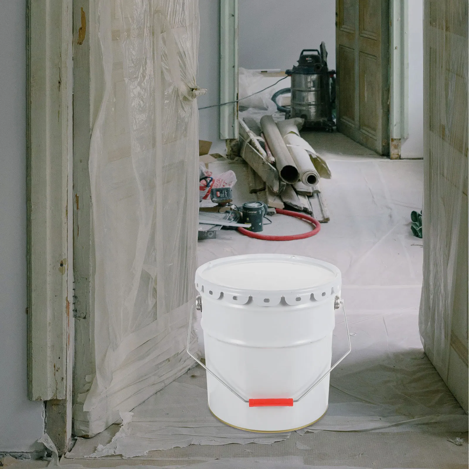 10L دلو الطلاء صفيح المواد طلاء أبيض حاوية تخزين متينة المنزل المرآب استخدام المعادن الفارغة يمكن مختومة تصميم كبير #3