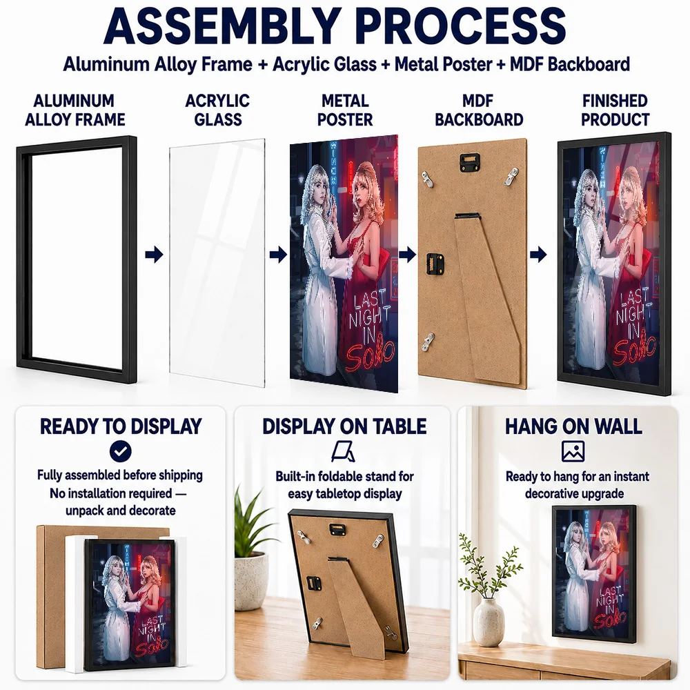 Last Night In Soho Movie Metal Poster With Aluminum Alloy Frame Personalized Screen Tribute Wall Art For Entertainment Lounge