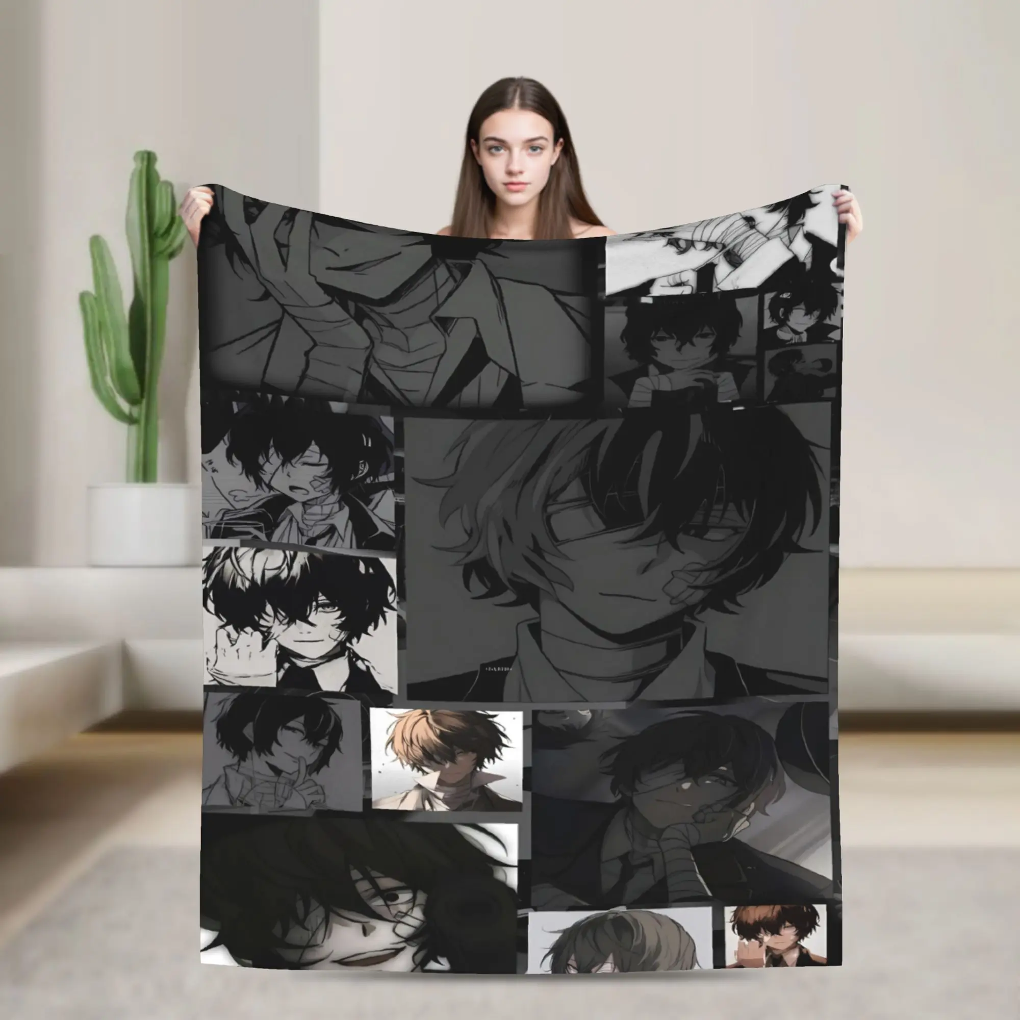 Dazai Bungo Stray Dogs Blanket  Airplane Travel Flannel Throw Blanket For Bedroom Warm Design Quality Bedspread Birthday Present