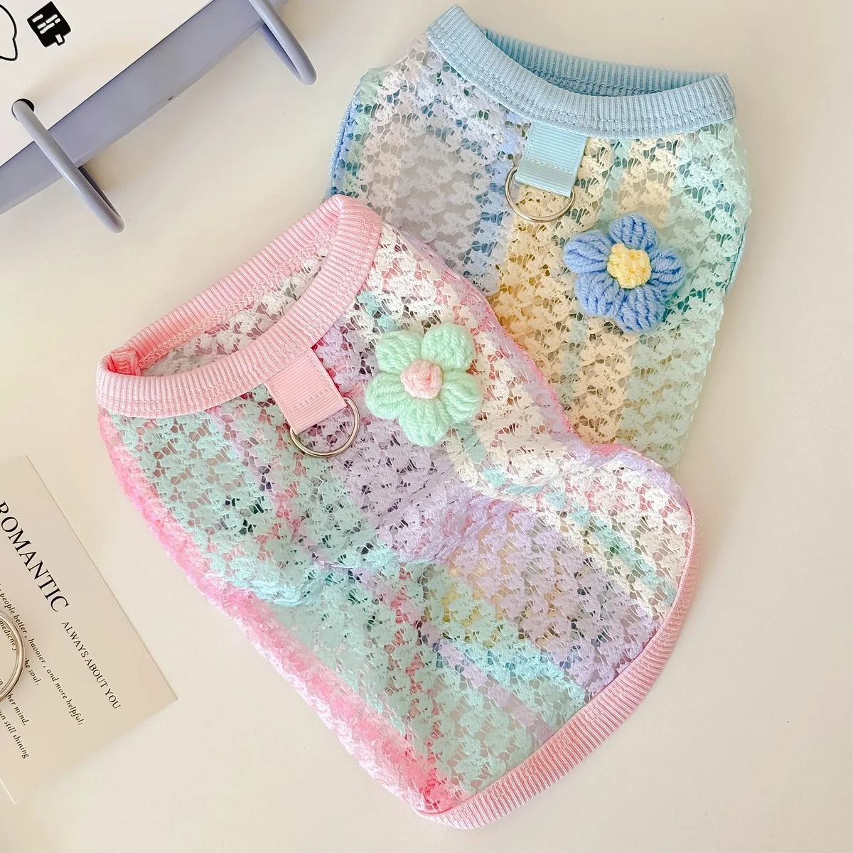 

Pet Clothes Spring and Summer Cat and Dog Vest Rainbow Contrast Color Dog Clothes Pet Products French Bulldog Chihuahua