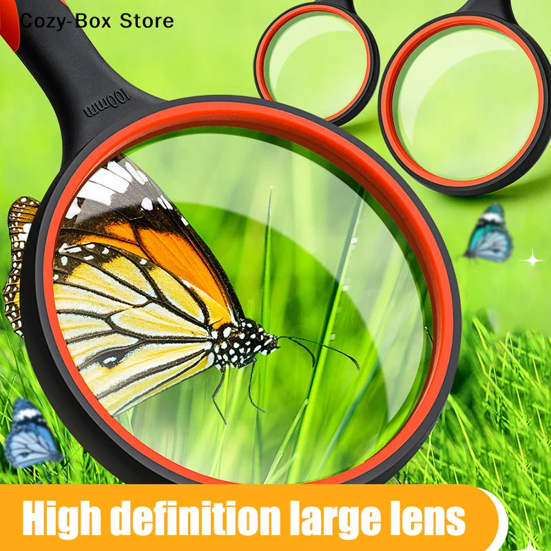 [ZY]75mm Handheld Magnifying Glass 10x For Seniors Non-Slip Reading Magnifier Lens For Classroom Science Nature Exploration[ZY]