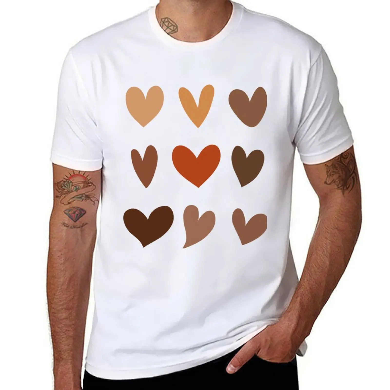 

Skin Tone Hearts, Black History Month, No Skin Tone, Melanin T-Shirt t shirts for man pack white anime t shirts oversize T-Shirt