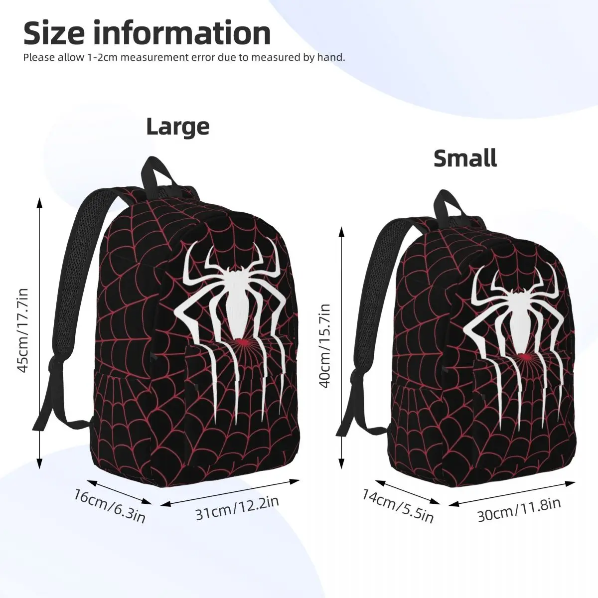 Tela de araña negra y roja para hombres y mujeres, mochila escolar para estudiantes, mochila de día, Universidad media y alta, al aire libre