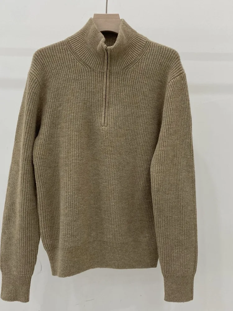 

Унисекс свитер с высоким воротником на молнии, теплый, ветрозащитный, базовый слой, повседневный, прямого кроя, с длинным рукавом, для осени и зимы