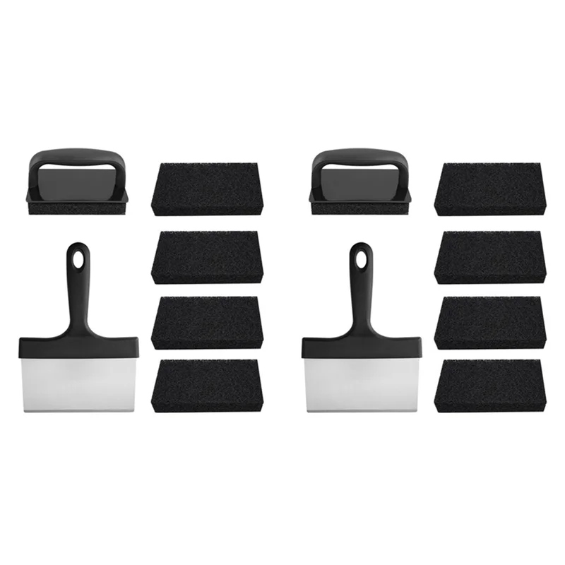 

Лидер продаж-2X универсальный набор для чистки сковороды, набор инструментов для чистки гриля для горячих или холодных поверхностей, скребок, щетки для чистки