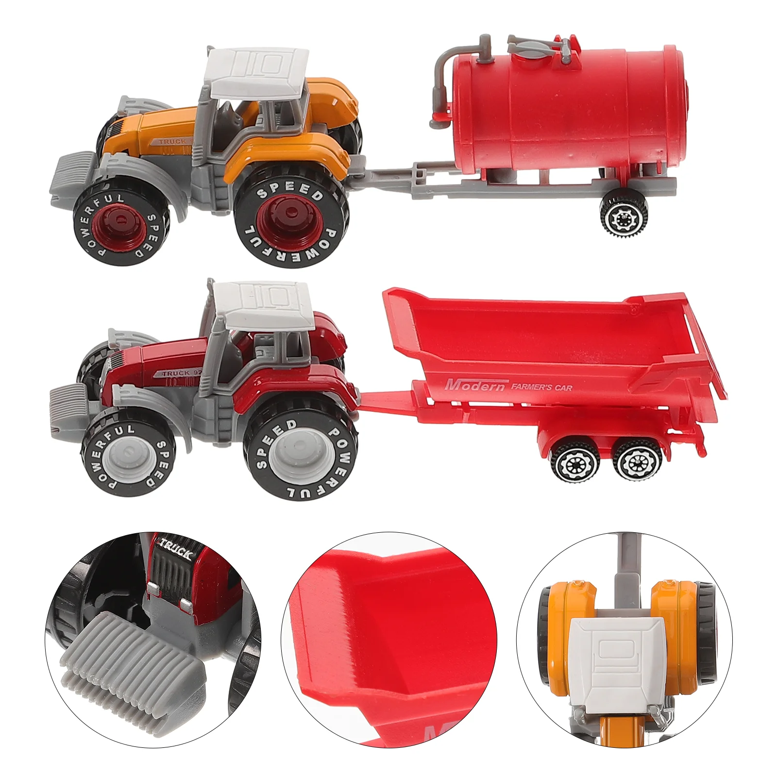 2 Pcs Farm Cart Toy Baby Toys Truck Model Toddler Kid Plastic Tractor Puzzle Child