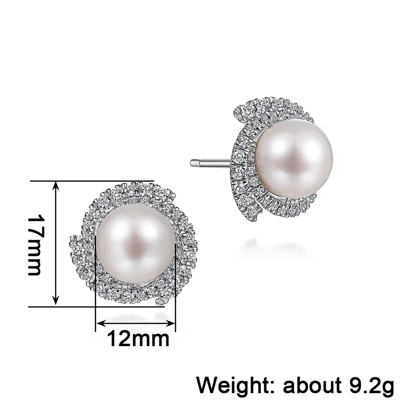 أقراط Huitan الأنيقة مع اللؤلؤ المقلد، إكسسوارات ثقب لطيفة ورشيقة للنساء، مجوهرات الزفاف العصرية #5