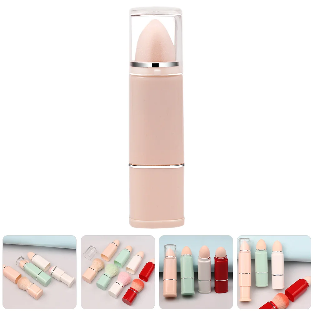 

2 in 1 Retractable Makeup Brush for Face Blush and Foundation Portable Brush with Lid Easy Carry Daily Use