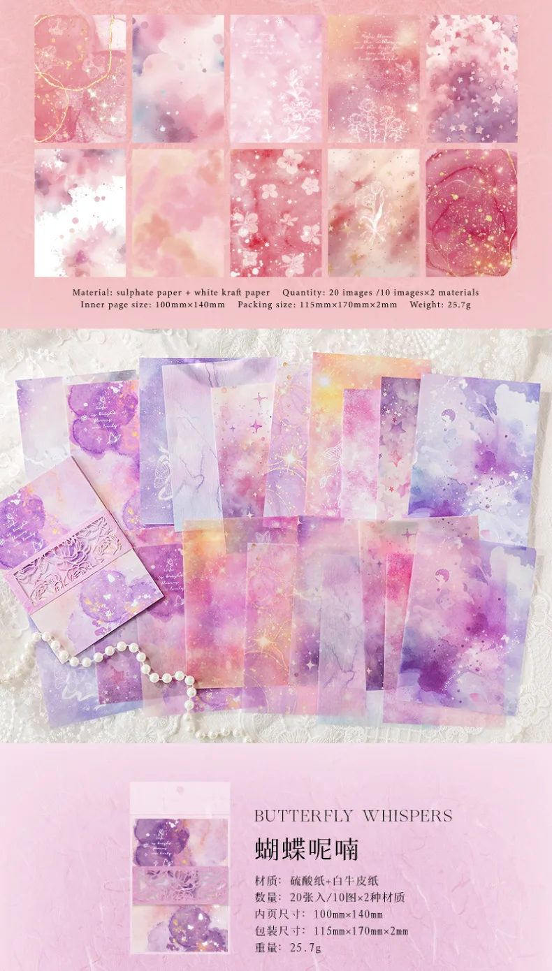 20 Stück/Lot Vintage bunte Ombre-Dekorpapiere, für Handarbeiten und Scrapbook-Dekoration – Detail 7
