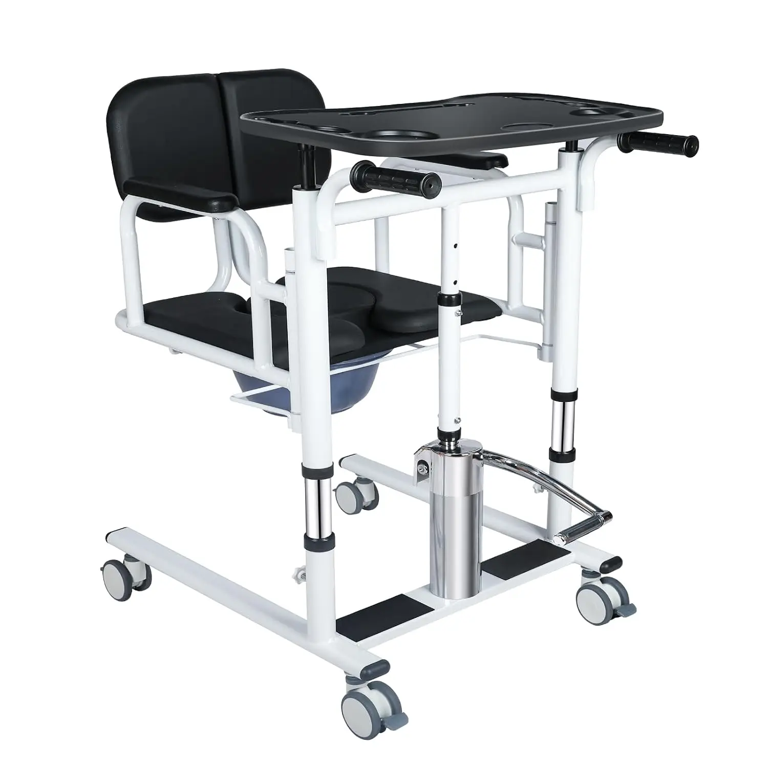 Patient Lift Transfer Chair for Elderly and Home, Portable Adjustable Height Lift Nursing Wheelchair 180° Split PU, Customized