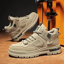 Spring Autumn Booties Boots for Men Lace Up Hiking Platform Outdoor Man Shoes New Comfortable Footwear Size 44 Low Price Retro