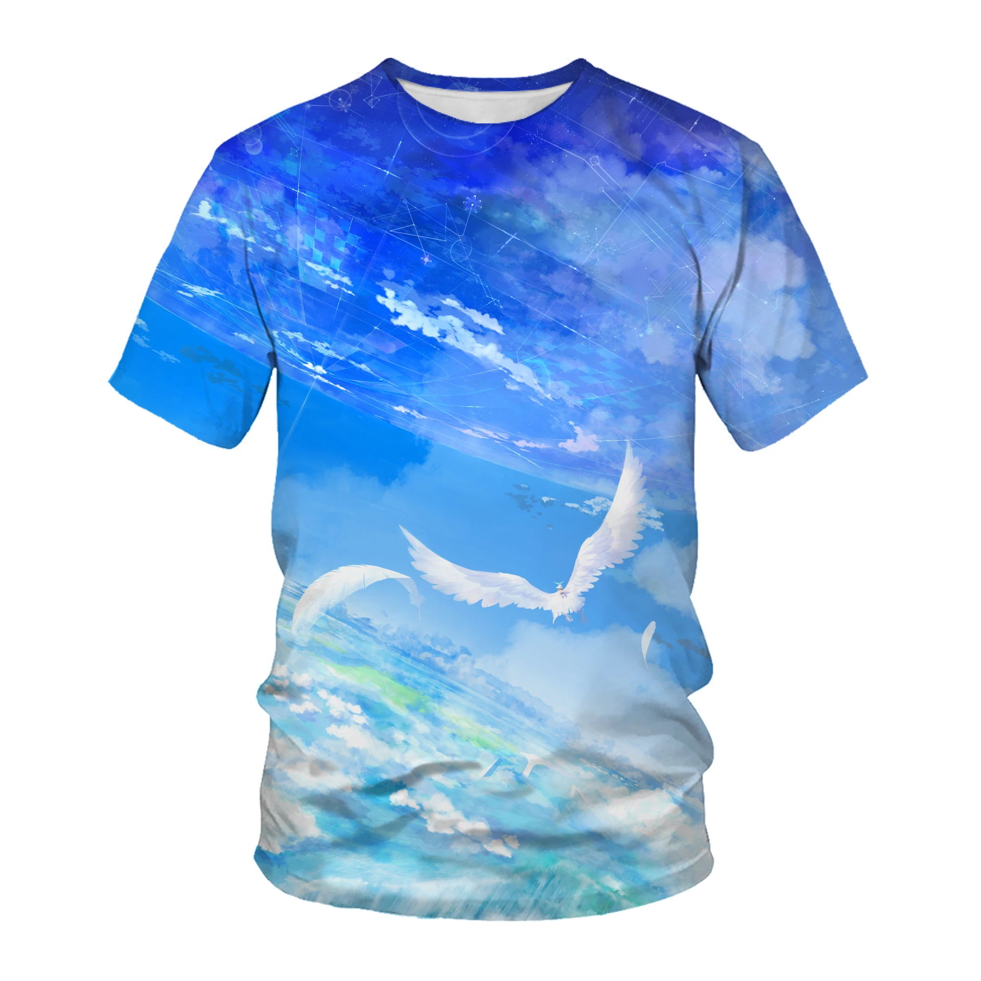 Summer New Nature\'s Starry Sky graphic t shirts Men Fashion Novel Aurora Pattern Tees 3D Printed Casual O-neck Short Sleeve Tops