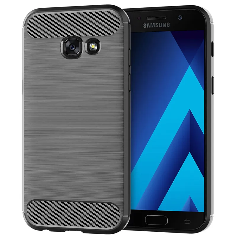 Shockproof Silicone Case for Samsung A7 2017 Galaxy A720 A720F A720S Carbon Fiber Back Cover for Samsung a7 2017 Brushed Cases