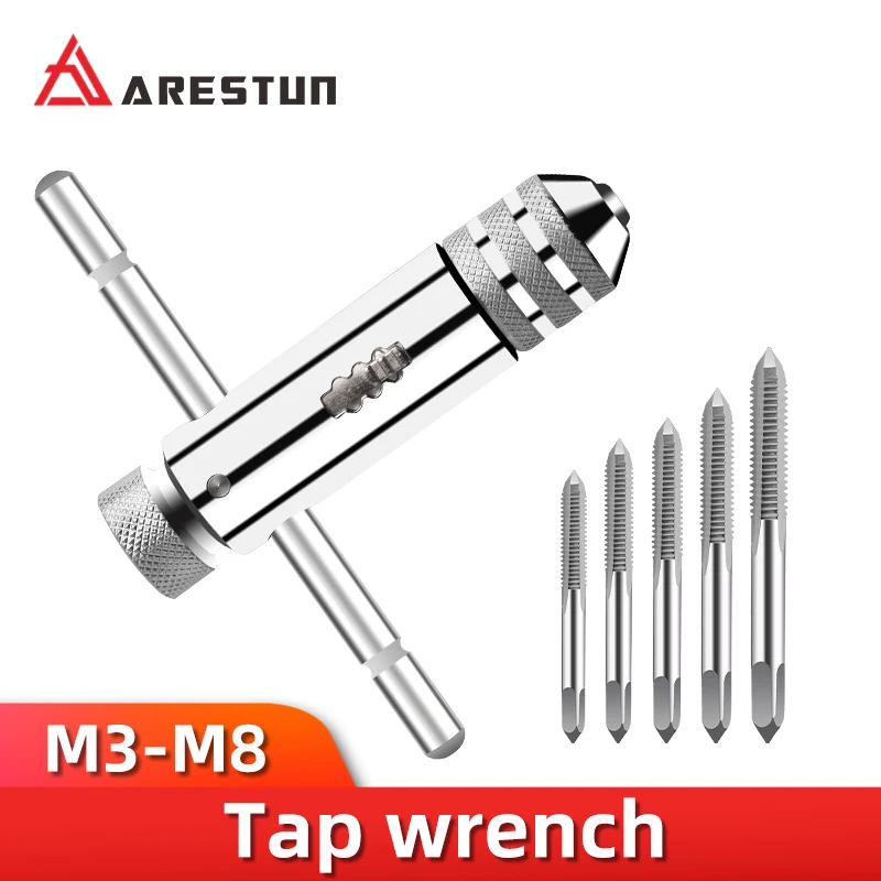 Adjustable T-Handle Ratchet Screw Thread Manual Clamping Tool screw thread M3 M4 M5 M6 M8 Wrench Tap set hand tool