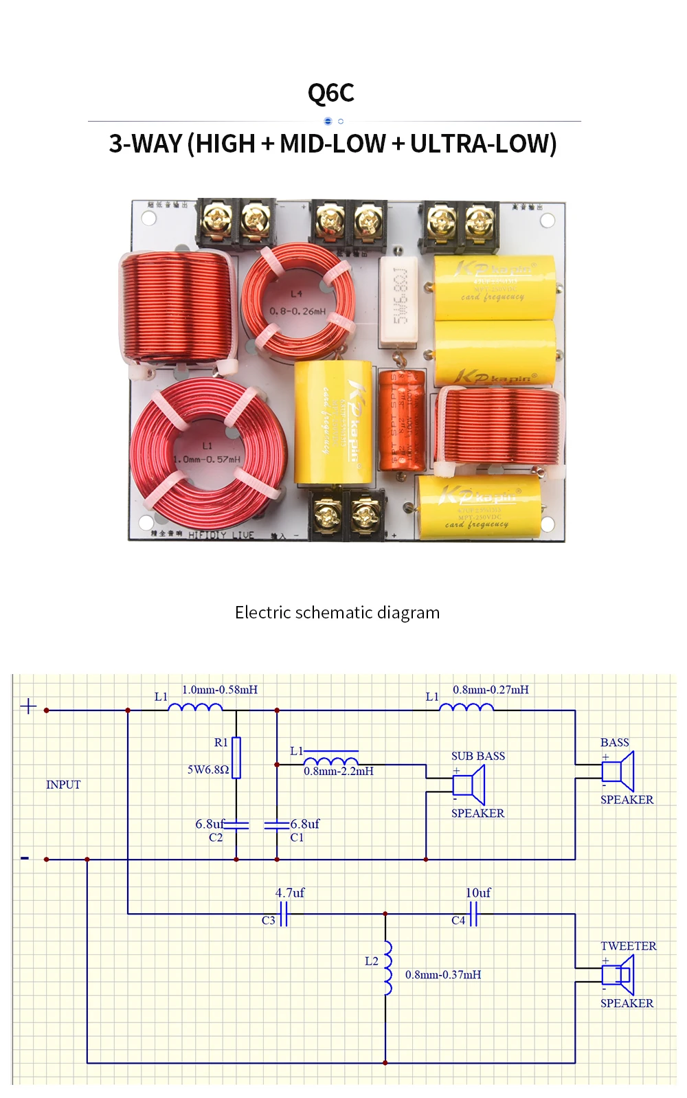 HIFIDIY Hi-Fi 2-Wege 3-Wege 3-Lautsprecher-Einheit (Hochtöner + Mitteltöner + Tieftöner) Lautsprecher Audio-Frequenzweiche Crossover-Filter Q2C Q3B Q4 Q6 – Detail 13