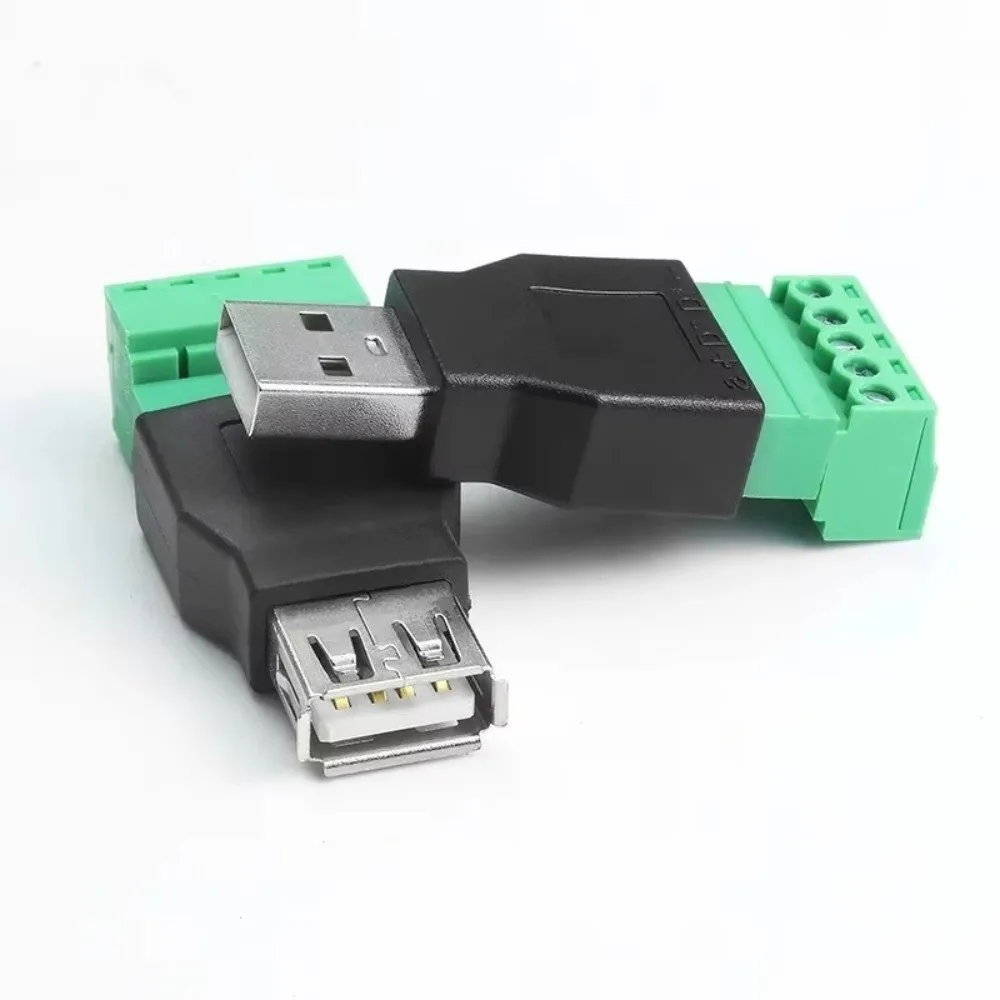 Female USB 2.0 Connector Type A 5 Pin Screw Terminal Plug Adapter Connector Jack Shield Screw Terminal USB Male Female