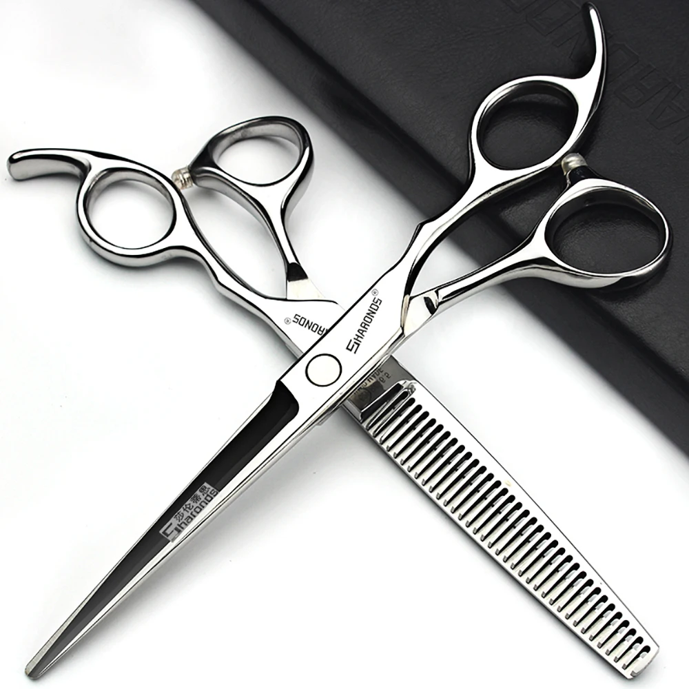 Hairdressing scissors, hair salon stylist's exclusive 6-inch 6.5-inch flat cut thin cut men's and women's hair cutting set.