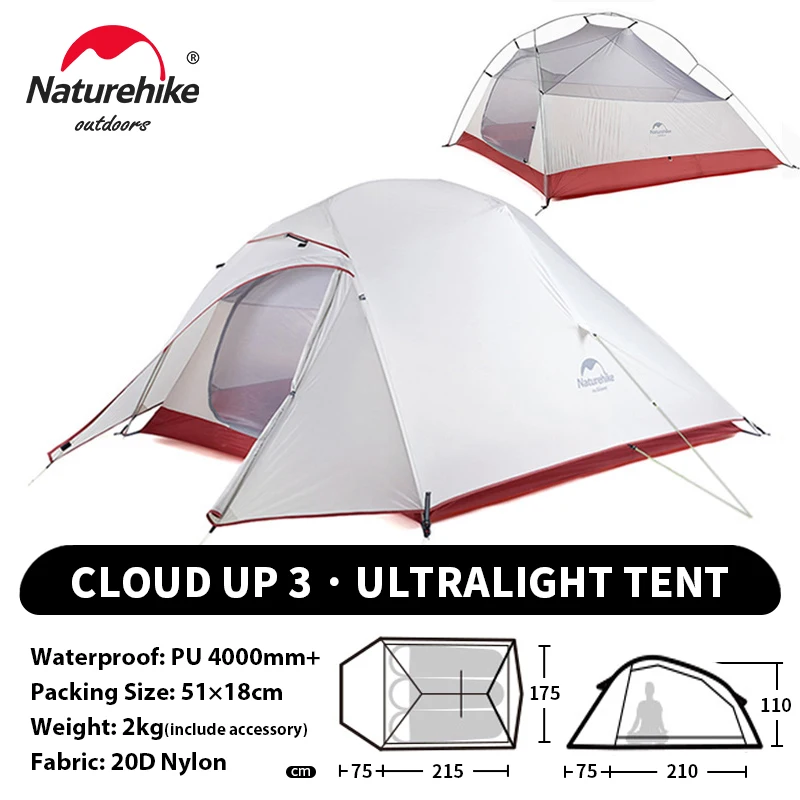 Naturehike アップグレードされたクラウドアップ 3 人用テント屋外