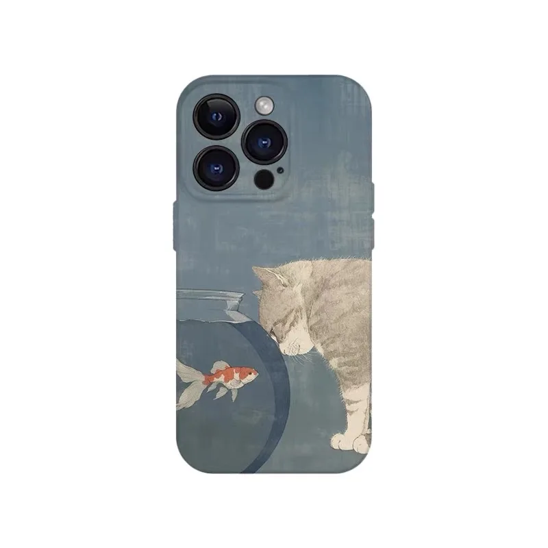 

Deep Blue Fish Tank Cat Phone Case for IPHONE 17 Air 16E 15 PROMAX 14 Plus 13 12 MINI 11 PRO 16Plus XR X MAX Acrylic Phone Cover