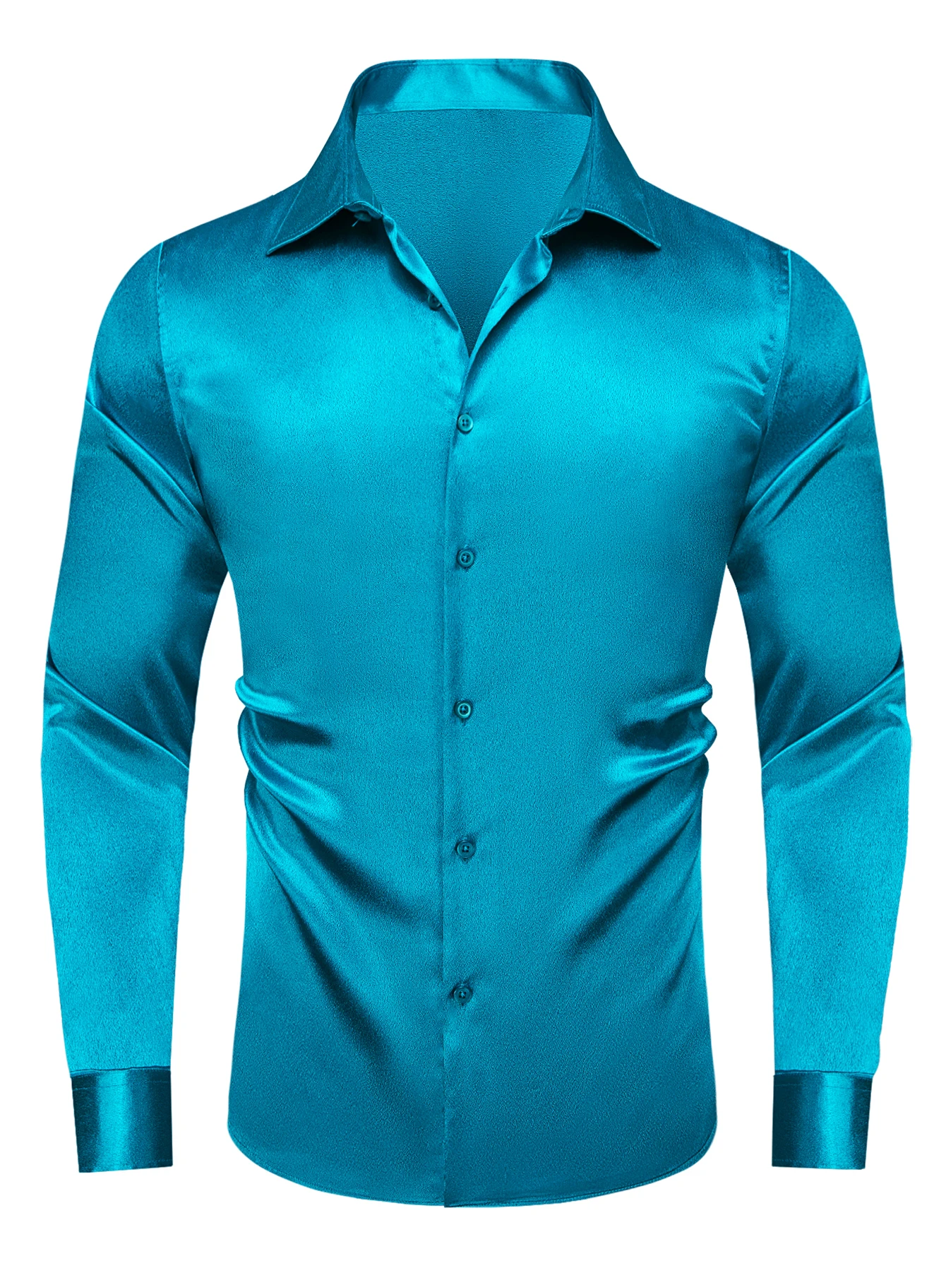 Hi-Tie Stain Mens Shirts Casual Long Sleeve Dress Shirt Blouse for Male Wedding Gift Party Teal Pink Red White Grey 15 COLORS