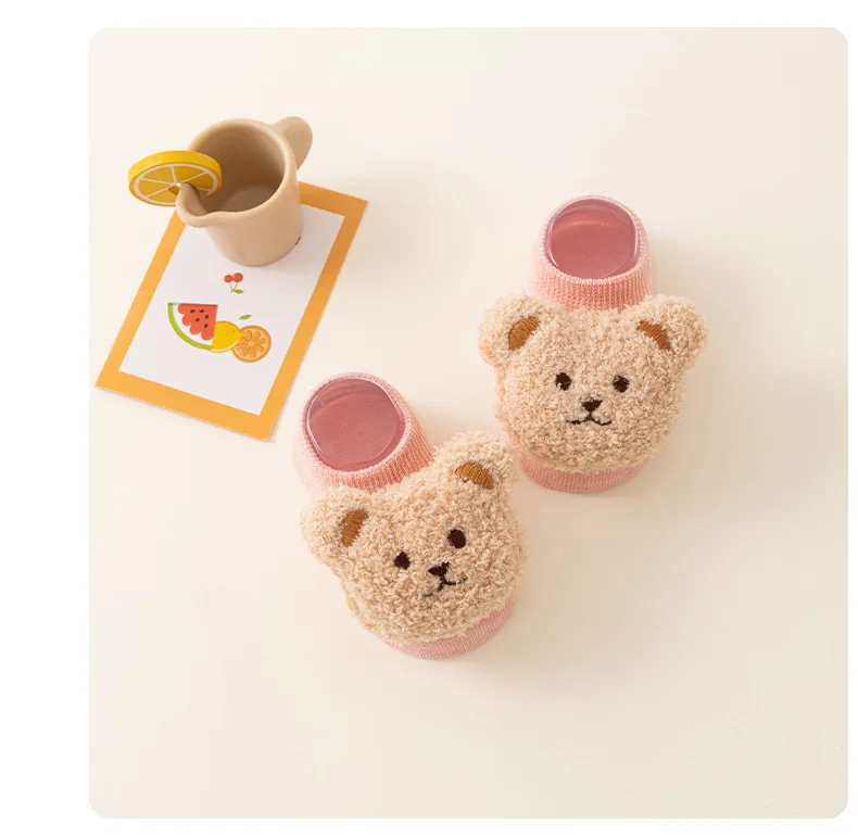 Cute Bear Newborn Baby Socks 0-3Y Girls Boys Thin Breathable Short Tube Anti Slip Toddler Floor Socks Summer Newborn Accessories