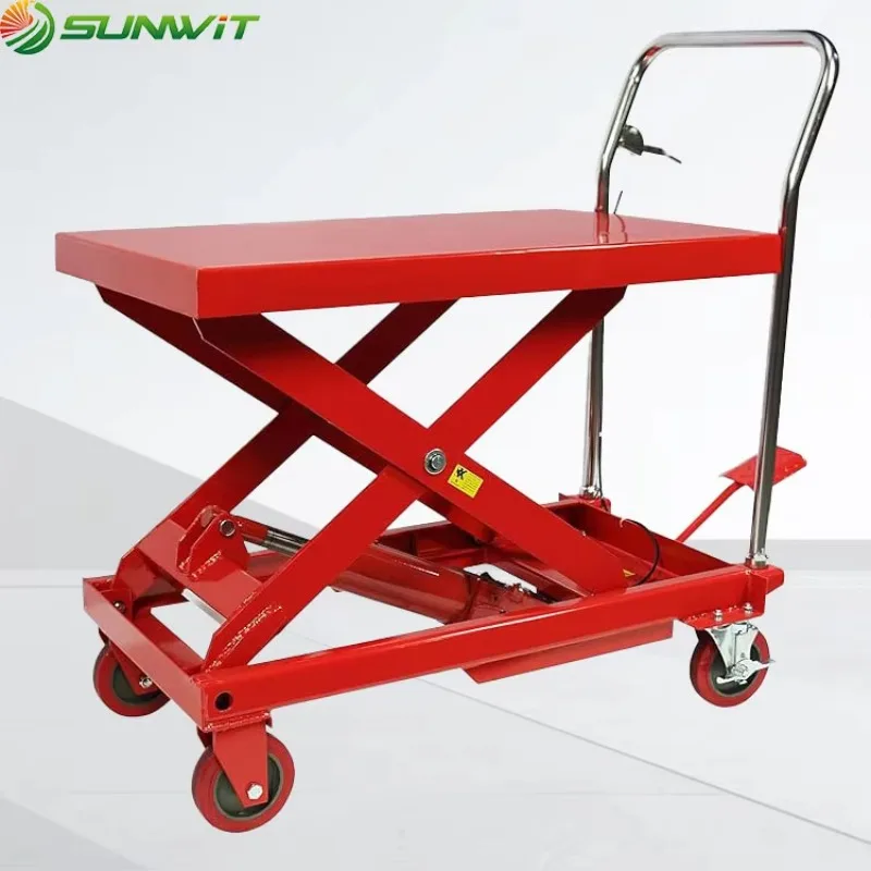 

XMSJ Portable Manual Hydraulic Lifting Platform Scissor Flatbed Trolley Push Trolley Mobile Small Lifts For Hand Carts Trolleys