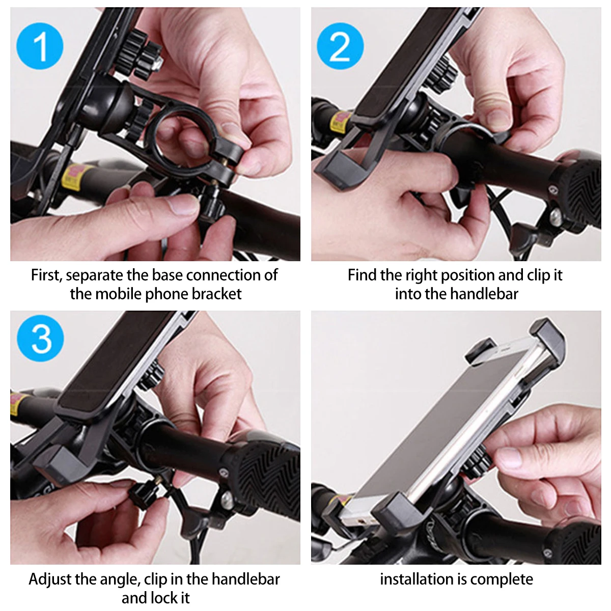 Soporte de teléfono para bicicleta y motocicleta, soporte de rotación antivibración para manillar, espejo retrovisor, Clip de montaje para teléfono