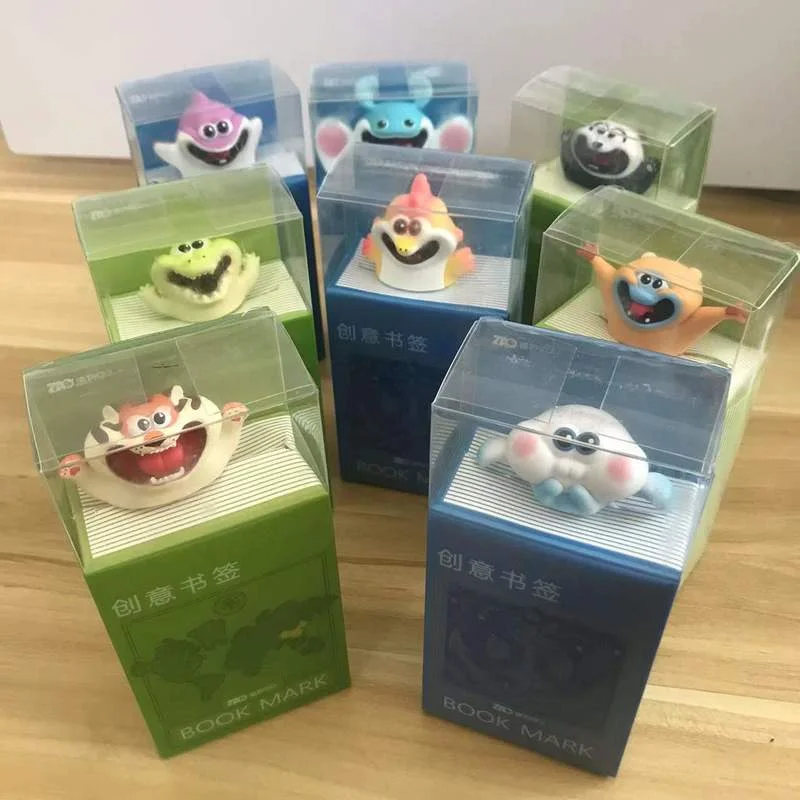 3D Three-dimensional Animal Bookmarks Pvc Cartoon Style Bookmarks Exquisite Box Packaging Suitable for Student Gifts and Sales