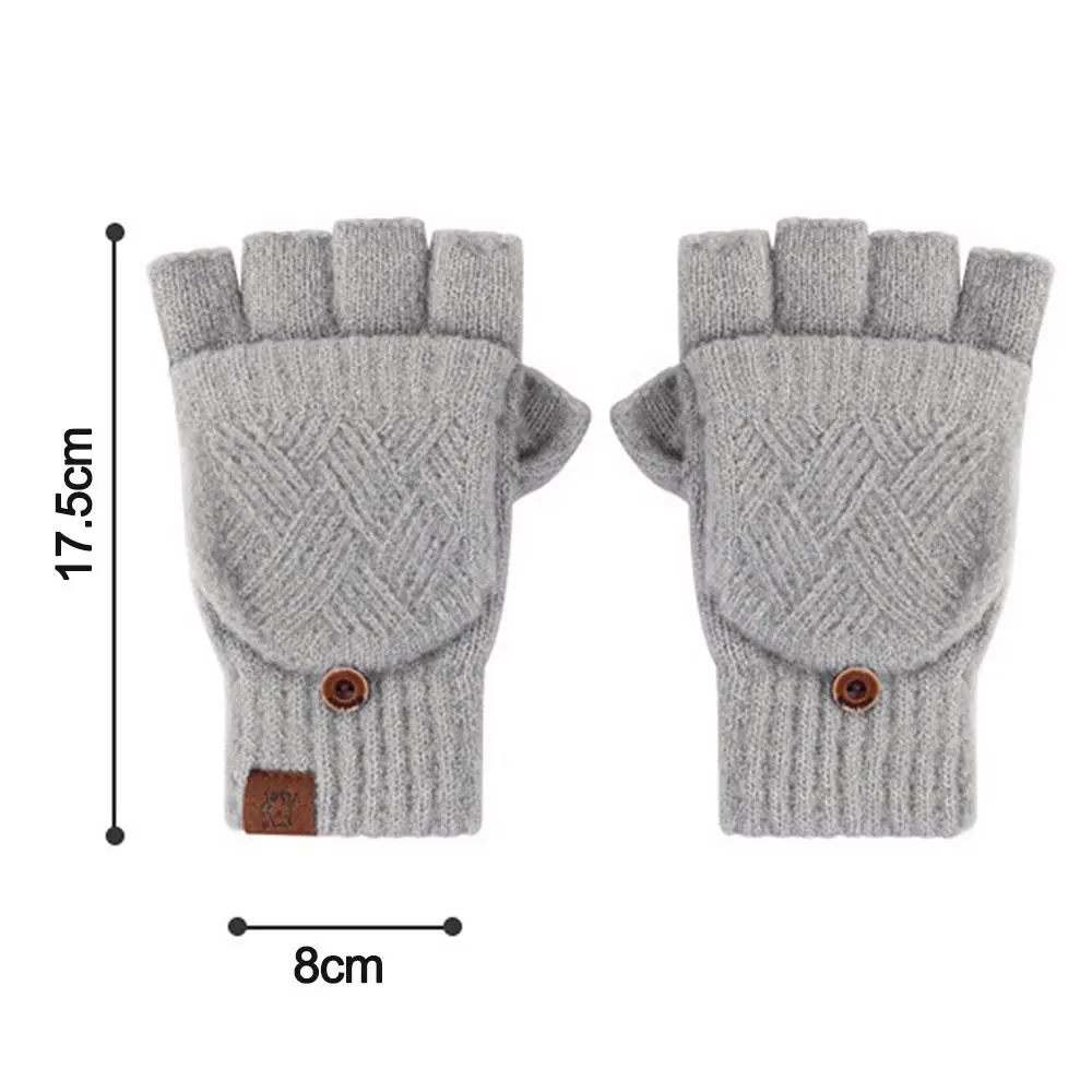 Frauen Winter Warme Handschuhe Verdickung Wolle Handschuhe Gestrickte Flip Fingerlose Ausgesetzt Finger Dicke Handschuhe Ohne Finger Fäustlinge