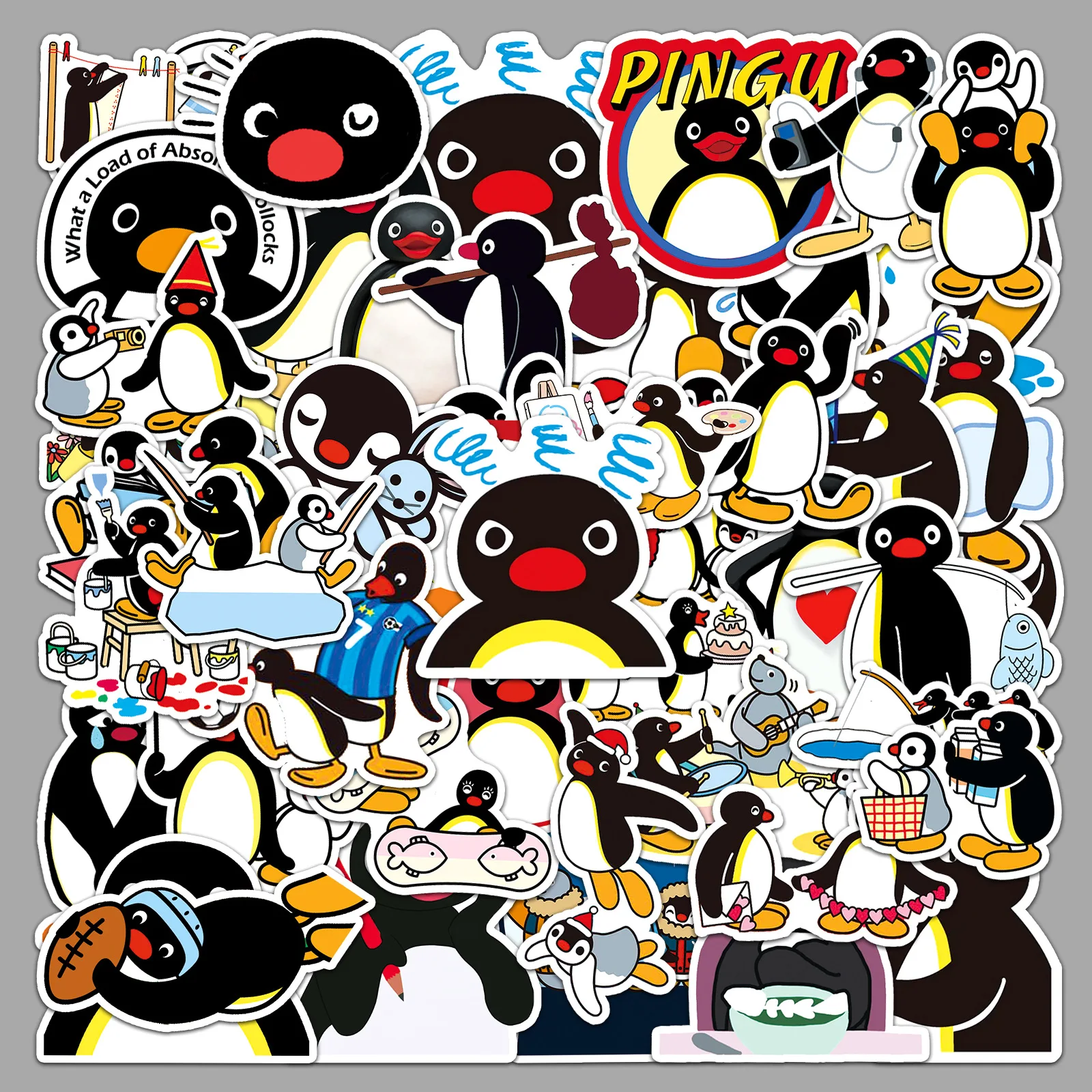 

50PCS Animation Pingu Cartoon Graffiti Stickers Suitcase Stationery Laptop Computer Guitar Cell Phone DIY Decorate Decals