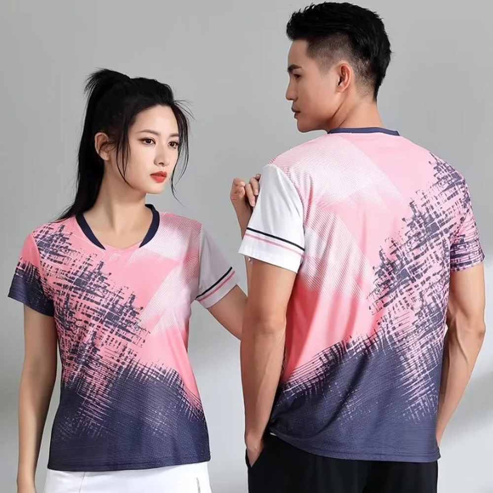 2023 New Style Print Badminton Shirts for Men Women Quick-dry Wicking Short Sleeve Leisure Tennis Ping Pong Volleyball Clothing