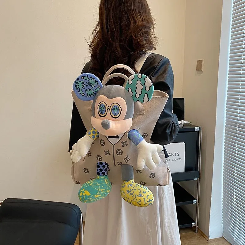 New Mickey Mouse Cartoon Animation Creative Mickey Doll zaino Kawaii Casual Fashion Trend zaino di grande capacità borsa di tela