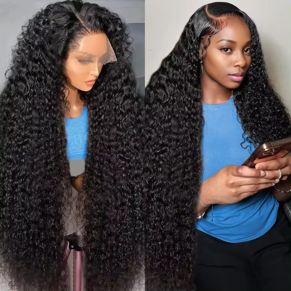 

44 46 inch 13x6 HD Transparent Lace Front Human Hair Deep Wigs PrePlucked Brazilian Deep Wave Lace Frontal Wig with deep Hair