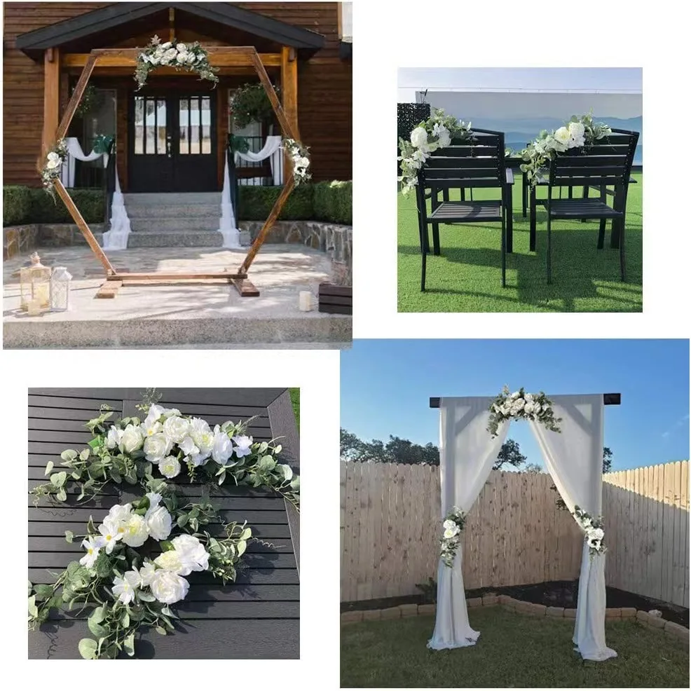 Hexagonal Wooden Weding Arch  Wall Sign Backdrops Decoration Props Garden Pavilion Articifial Flower Stand Bouquet  Display Rack