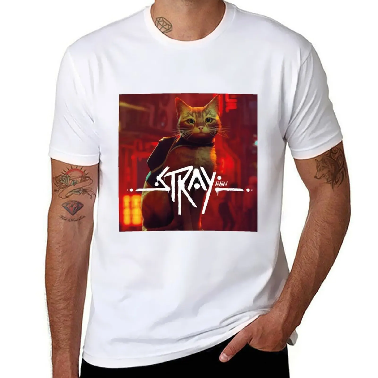 

Stray Cat Game T-Shirt man t shirts graphic t shirts for man cotton soft T-Shirt