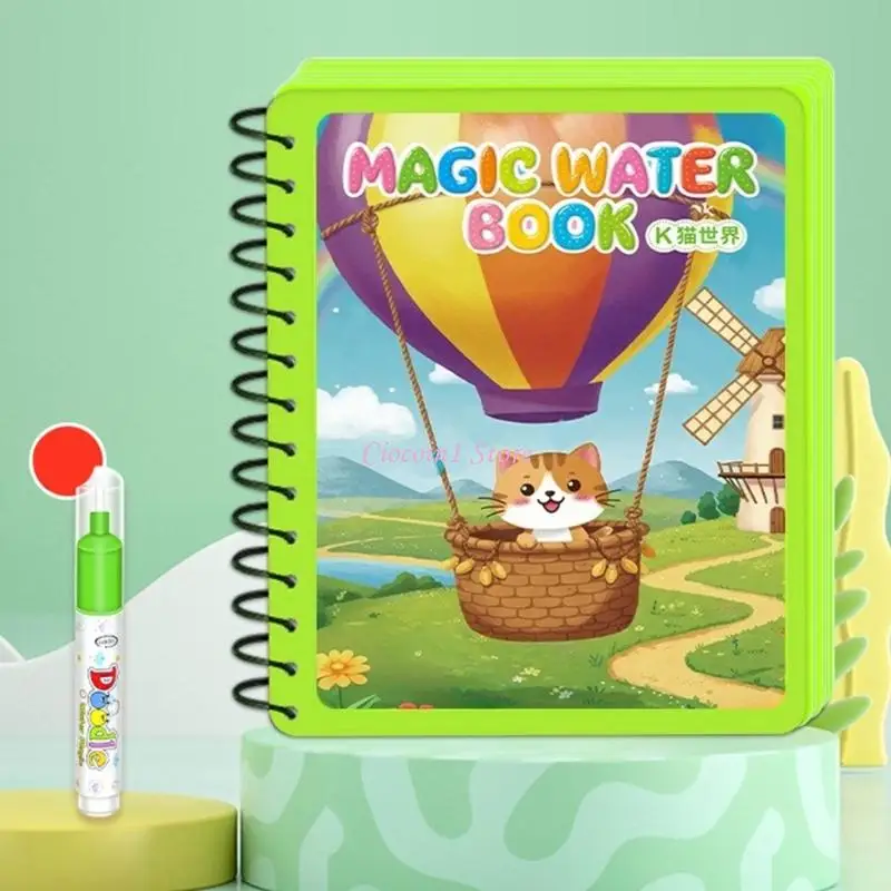 Y1UB Frühes Bildungswasser Malbuch wiederverwendbares magisches Wasserzeichnung Buch für Kinder mit Wasserstift magisches Buch
