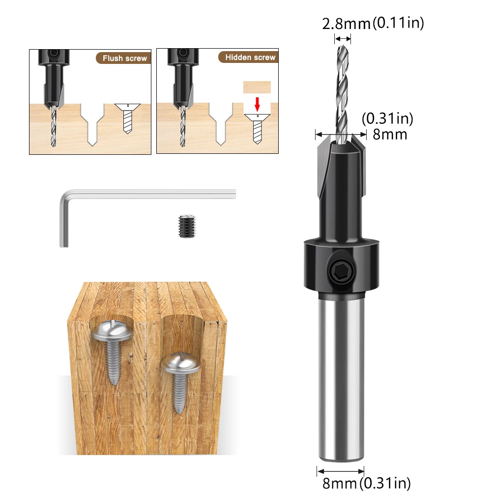 30 Sets Bearing Straight Router Bit Double Shaft Repair Edge Cutter Countersink Drill Head Slotting Milling Cutter